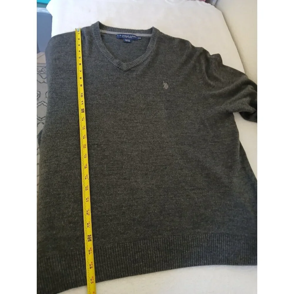 U.S. Polo Assn. Gray V-Neck Pullover Sweater Size XXL Mens Soft Classic